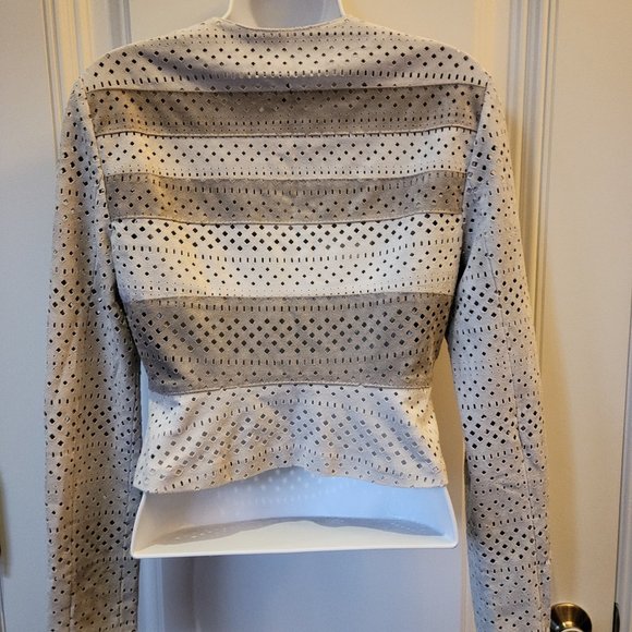 BCBG Perforated Faux Suede Zip Jacket - Picture 8 of 14